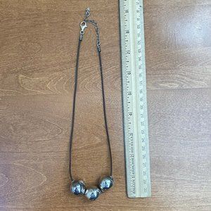 Retired Silpada Leather Necklace w/ Sterling Balls